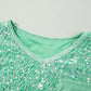 Layered Sequin V-Neck Half Sleeve Top