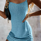 Drawstring Scoop Neck Spaghetti Strap Knit Mini Dress