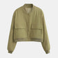 Pocketed Snap Down Baseball Collar Jacket