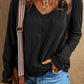 Exposed Seam V-Neck Long Sleeve T-Shirt