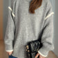 Contrast Trim Round Neck Dropped Shoulder Sweater