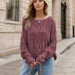 Round Neck Dropped Shoulder Long Sleeve Sweater