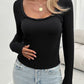 Devine Lace Detail Scoop Neck Long Sleeve T-Shirt