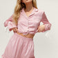 Basic Bae Tied Cuff Collared Neck Top and Frill Shorts Lounge Set