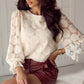Flower Jacquard Flounce Sleeve Blouse