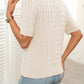 Mandy Cable Knit Johnny Collar Half Sleeve Sweater