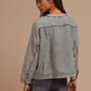 BiBi Mineral Washed Checkered Round Neck Denim Top - Brand BiBi