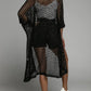 Openwork Open Front Three-Quarter Sleeve Cover Up