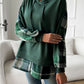 Devine Drawstring Plaid Long Sleeve Hoodie