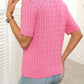 Mandy Cable Knit Johnny Collar Half Sleeve Sweater