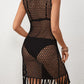 Tassel Hem Hollow Out Sleeveless Cover Up