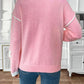Perfee Flower V-Neck Long Sleeve Sweater