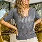 BiBi Eyelet Puff Sleeve Knit Top - Brand BiBi