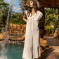 Annie Wear Button Detail Wide Leg Jumpsuit with Pockets