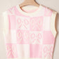 Bow Checkered Round Neck Sweater Vest