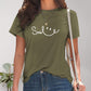 Full Size SMILE Round Neck Short Sleeve T-Shirt