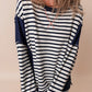 Exposed Seam Striped Long Sleeve Sweatshirt