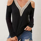 V-Neck Cold Shoulder Long Sleeve T-Shirt