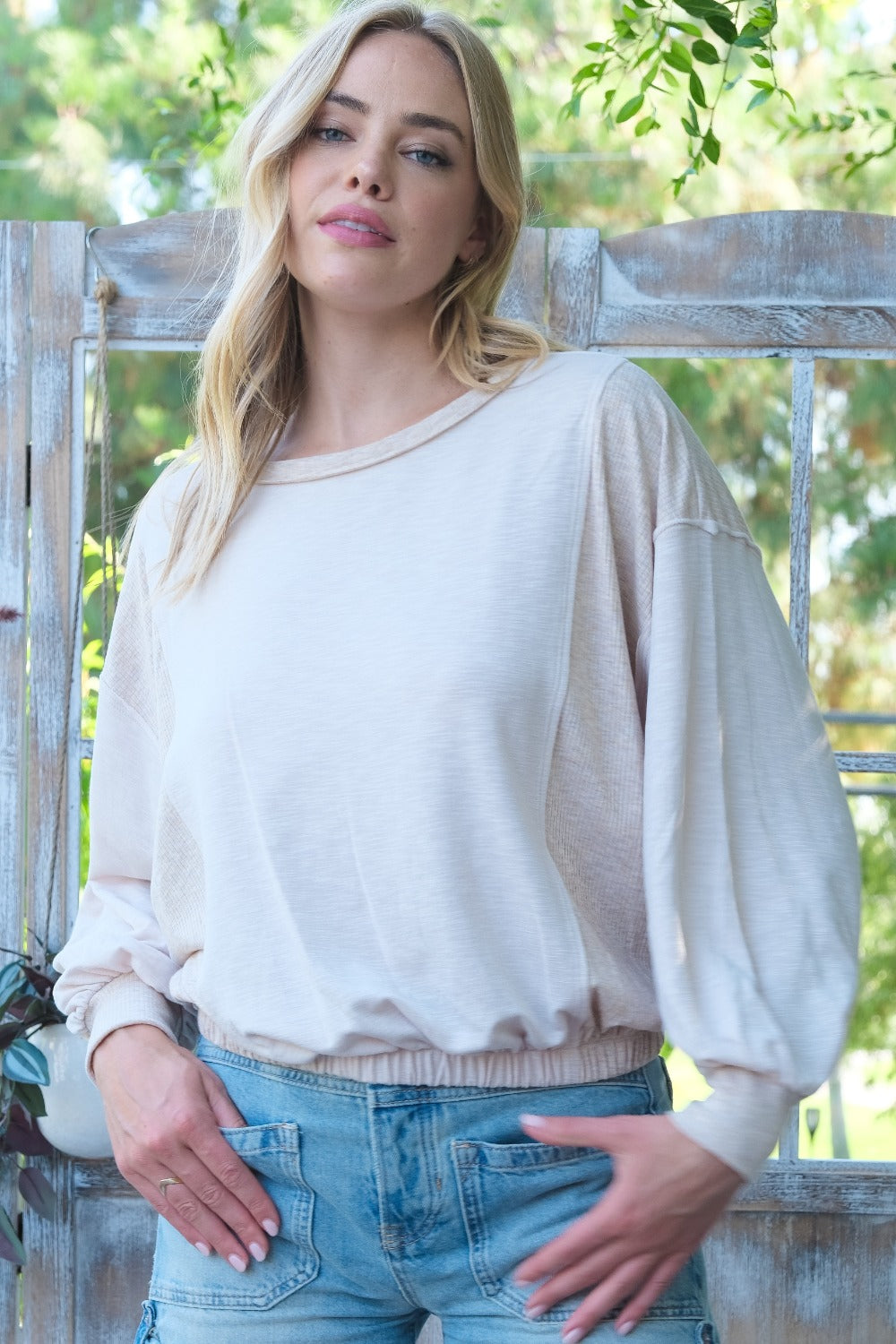 Hailey & Co Rib and Two Tone Knit Mixed Top *