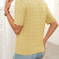Mandy Cable Knit Johnny Collar Half Sleeve Sweater