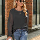 Full Size Round Neck Lace Long Sleeve T-Shirt Plus Size