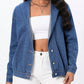 Button Up Hooded Denim Top