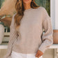 Cable-Knit Round Neck Dropped Shoulder Sweater