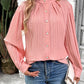 Button Down Mock Neck Long Sleeve Shirt