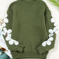Flower Round Neck Long Sleeve Sweater