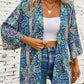 Printed Open Front Three-Quarter Sleeve Cover Up