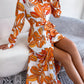Tied Button Up Long Sleeve Dress