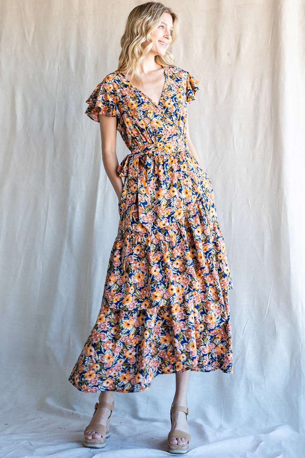 Cotton Bleu by Nu Label Floral Ruffled Midi Dress *