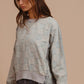 BiBi Mineral Washed Checkered Round Neck Denim Top - Brand BiBi