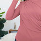 Ruched Mock Neck Long Sleeve T-Shirt
