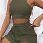 Full Size Round Neck Top and Drawstring Shorts Set