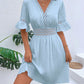 Cutout V-Neck Flounce Sleeve Mini Dress