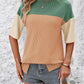 Full Size Color Block Round Neck Half Sleeve T-Shirt