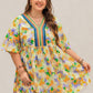 Plus Size Printed V-Neck Half Sleeve Mini Dress