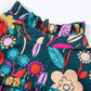 Full Size Printed Tie Neck Half Sleeve Blouse