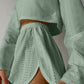 Eyelet Round Neck Top and Shorts Set