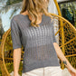 BiBi Eyelet Puff Sleeve Knit Top - Brand BiBi