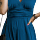 Smocked V-Neck Cap Sleeve Dress