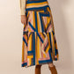 Ruched Elastic Waist Contrast Midi Skirt