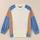 Slit Color Block Round Neck Long Sleeve Sweatshirt