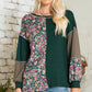 Celeste Full Size Floral Color Block Exposed Seam T-Shirt