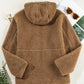 Drawstring Fleece Zip Up Hooded Jacket
