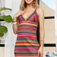 ADORA Contrast Striped V-Neck Mini Dress