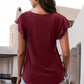 Full Size Ruffled Round Neck Cap Sleeve Blouse