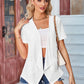 Eyelet Open Front Short Sleeve Cover Up