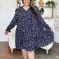Double Take Full Size Printed Ruffle Hem Long Sleeve Dress